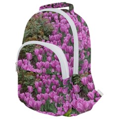 Late April Purple Tulip Rounded Multi Pocket Backpack by Riverwoman