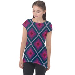 Purple Textile And Fabric Pattern Cap Sleeve High Low Top by Pakrebo