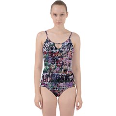 Graffiti Wall Background Cut Out Top Tankini Set by Pakrebo
