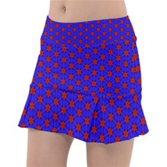 Blue Pattern Red Texture Tennis Skirt by Mariart