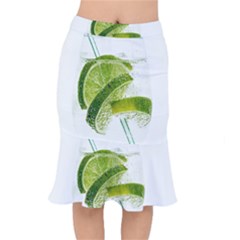 Lime Club Soda Drink Cocktail Short Mermaid Skirt by Pakrebo