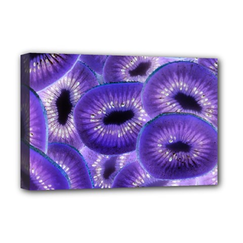 Sliced Kiwi Fruits Purple Deluxe Canvas 18  X 12  (stretched) by Pakrebo
