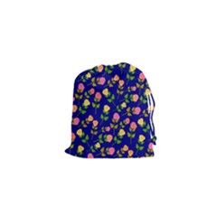 Flowers Roses Blue Drawstring Pouch (xs) by Bajindul
