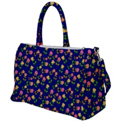 Flowers Roses Blue Duffel Travel Bag by Bajindul
