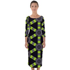 Backgrounds Green Grey Lines Quarter Sleeve Midi Bodycon Dress by HermanTelo
