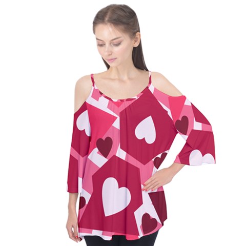 Pink Hearts Pattern Love Shape Flutter Tees by Bajindul