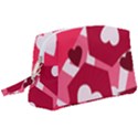 Pink Hearts Pattern Love Shape Wristlet Pouch Bag (Large) View1