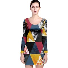 Triangles Long Sleeve Velvet Bodycon Dress by Sobalvarro