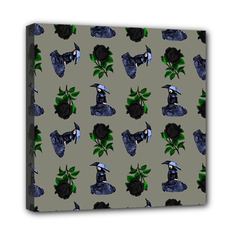 Gothic Girl Rose Grey Pattern Mini Canvas 8  X 8  (stretched) by snowwhitegirl