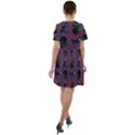 Gothic Girl Rose Mauve Pattern Short Sleeve Shoulder Cut Out Dress  View2