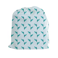 Blue Parrot Pattern Yellow Plaid Flannel Drawstring Pouch (xxl) by snowwhitegirl