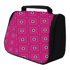Pink Pattern Squares Full Print Travel Pouch (small) by HermanTelo