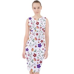 Flowers On A White Background                Midi Bodycon Dress by LalyLauraFLM