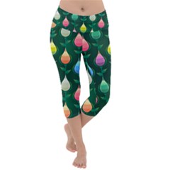 Tulips Seamless Pattern Background Lightweight Velour Capri Yoga Leggings by Simbadda