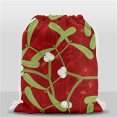 Mistletoe Christmas Texture Advent Drawstring Bag (small) by Simbadda