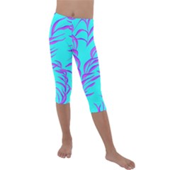 Branches Leaves Colors Summer Kids  Lightweight Velour Capri Leggings  by Simbadda