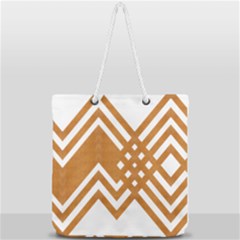 Wood Zigzag Texture Full Print Rope Handle Tote (large) by Bajindul