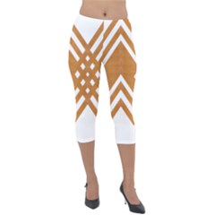 Wood Zigzag Texture Lightweight Velour Capri Leggings  by Bajindul