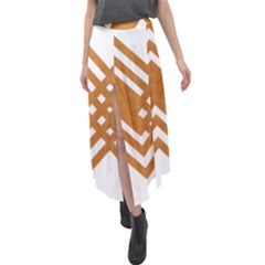 Wood Zigzag Texture Velour Split Maxi Skirt by Bajindul