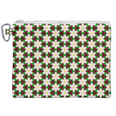 Pattern Flowers White Green Canvas Cosmetic Bag (xxl) by HermanTelo