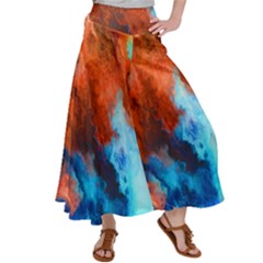 Orange Blue Texture                     Satin Palazzo Pants by LalyLauraFLM