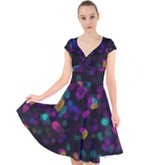 Neon Brushes                        Cap Sleeve Front Wrap Midi Dress by LalyLauraFLM