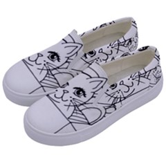 Cute Cat Coloring Page Design Kids  Canvas Slip Ons by Wegoenart
