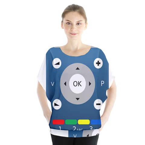 Remote Control Receiver Vcr Control Batwing Chiffon Blouse by Wegoenart
