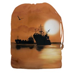 Digital Art Artwork Ship Boats Sea Drawstring Pouch (xxxl) by Wegoenart