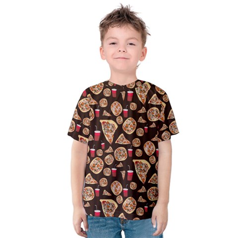 Pizza Pattern Kids  Cotton Tee by bloomingvinedesign
