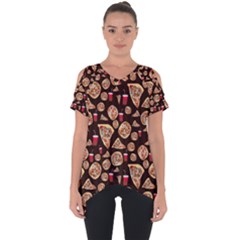 Pizza Pattern Cut Out Side Drop Tee by bloomingvinedesign