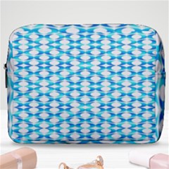 Fabric Geometric Aqua Crescents Make Up Pouch (large) by Bajindul