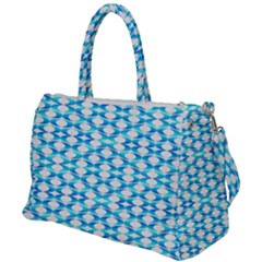 Fabric Geometric Aqua Crescents Duffel Travel Bag by Bajindul