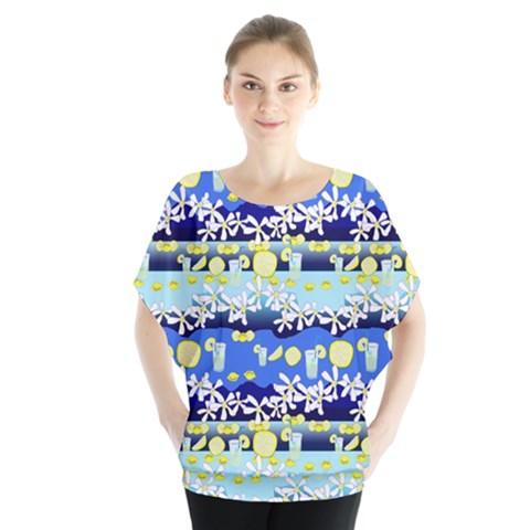 Lemonade Pattern Batwing Chiffon Blouse by bloomingvinedesign