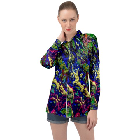 3d Colorful Texture 2                      Long Sleeve Satin Shirt by LalyLauraFLM