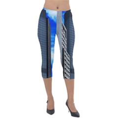 Architecture Frankfurt Houses Lightweight Velour Capri Leggings  by Wegoenart