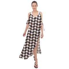 Coffee Beans Pattern Illustrator Maxi Chiffon Cover Up Dress by Wegoenart