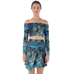 Aweome Troll With Skulls In The Night Off Shoulder Top With Skirt Set by FantasyWorld7