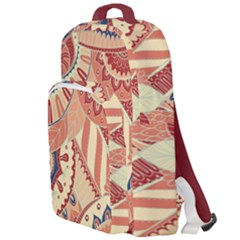 Pop Art Paisley Flowers Ornaments Multicolored 4 Background Solid Dark Red Double Compartment Backpack by EDDArt