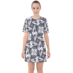 Ornament Pattern Background Sixties Short Sleeve Mini Dress by Pakrebo