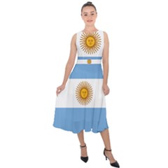 Argentina Flag Midi Tie-back Chiffon Dress by FlagGallery