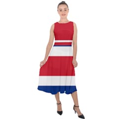 Costa Rica Flag Midi Tie-back Chiffon Dress by FlagGallery
