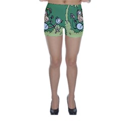 Ostrich Jungle Monkey Plants Skinny Shorts by Bajindul