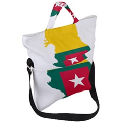 Togo Flag Map Geography Outline Fold Over Handle Tote Bag by Sapixe