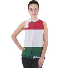 Hungary Country Europe Flag Mock Neck Chiffon Sleeveless Top by Sapixe