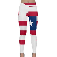 Liberia Flag Map Geography Outline Classic Yoga Leggings by Sapixe