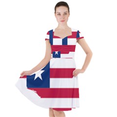 Liberia Flag Map Geography Outline Cap Sleeve Midi Dress by Sapixe
