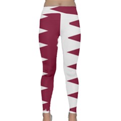 Borders Country Flag Geography Map Qatar Classic Yoga Leggings by Sapixe