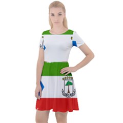 Equatorial Guinea Flag Map Cap Sleeve Velour Dress  by Sapixe