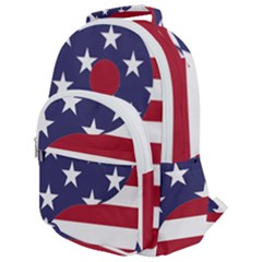 Yang Yin America Flag Abstract Rounded Multi Pocket Backpack by Sapixe